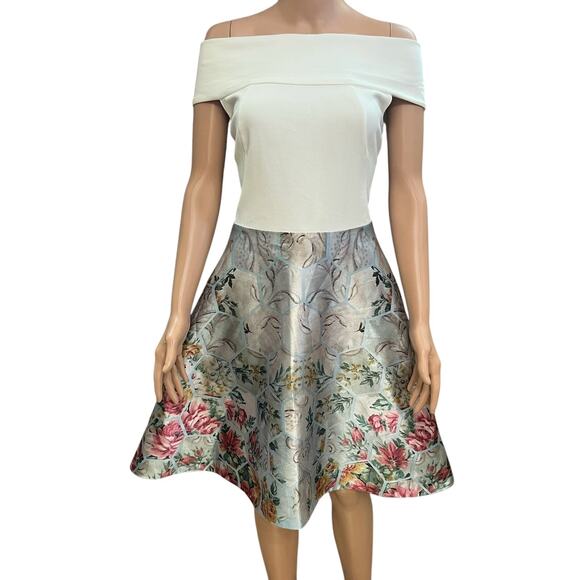 Ted Baker Dresses & Skirts - Ted Baker Artisana Mini Dress Sz 8/Ted 3 Off The Shoulder Floral Preppy Party